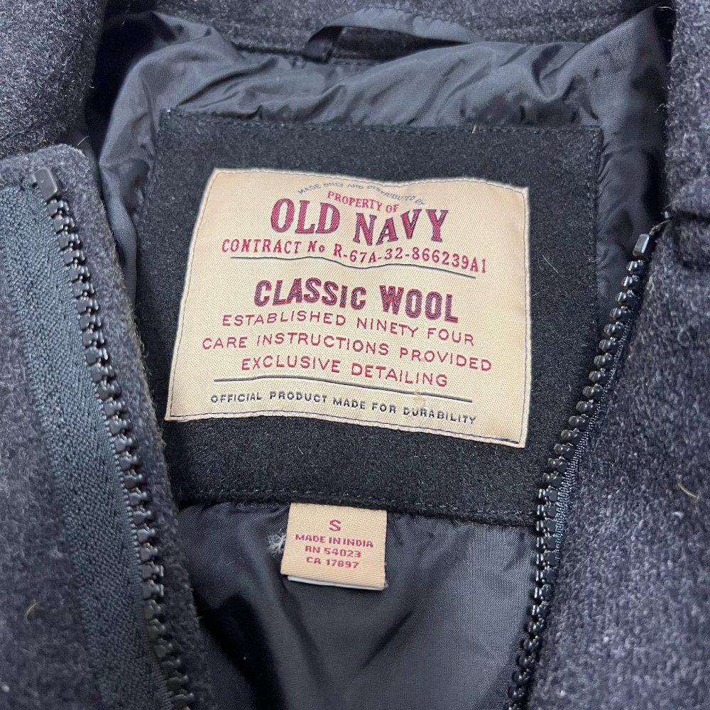 Old Navy Wool Field Coat 7 Pocket Black Small - Picture 8 of 13